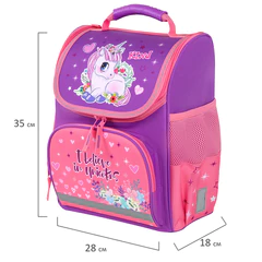 Ранец ПИФАГОР BASIC, 1 отделение, 3 кармана, эргономичная спинка, &laquo;Happy unicorn&raquo;, 35&times;28&times;18 см, 271372