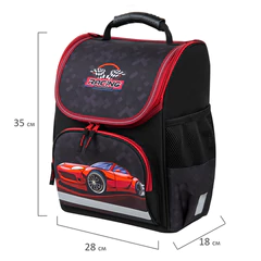 Ранец ПИФАГОР BASIC, 1 отделение, 3 кармана, эргономичная спинка, &laquo;Rocket car&raquo;, 35&times;28&times;18 см, 271374