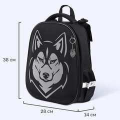 Ранец BRAUBERG SHINY, 2 отделения, с брелоком, "Хаски", СВЕТЯЩИЙСЯ РИСУНОК, 38х28х14 см, 271383