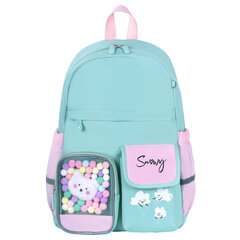 Рюкзак BRAUBERG PASTEL с термонашивками в комплекте, &laquo;Funny clouds&raquo;, мятный, 40&times;29&times;14 см, 271421