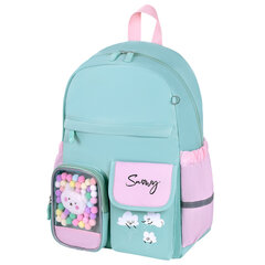 Рюкзак BRAUBERG PASTEL с термонашивками в комплекте, &laquo;Funny clouds&raquo;, мятный, 40&times;29&times;14 см, 271421