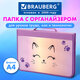 Папка на молнии BRAUBERG А4 с ручкой, с органайзером, 1 отделение, "Счастливый кот", 271448