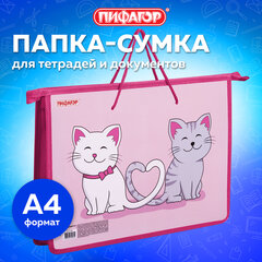 Папка на молнии с ручками ПИФАГОР А4, 1 отделение, пластик, ручки-шнурок, &laquo;Best Buds&raquo;, 271469
