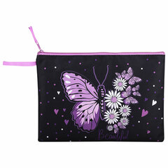 Папка для тетрадей BRAUBERG А4, 1 отделение, полиэстер, на молнии, с ручкой, &laquo;Flower butterfly&raquo;, 271475