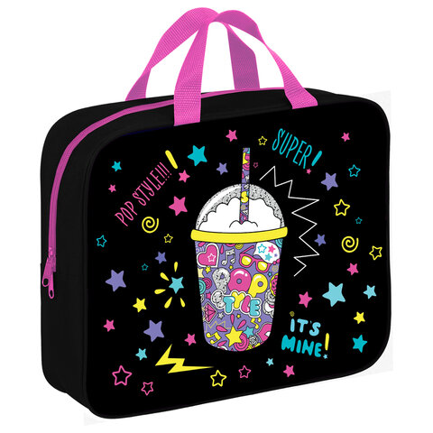 Папка на молнии с ручками BRAUBERG А4, 1 отделение, полиэстер, 80мм, Pop style, 271480