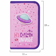 Пенал ЮНЛАНДИЯ, 1 отделение, металлизированный картон, конгрев, 19&times;11 см, &laquo;Moon Explorer&raquo;, 271507