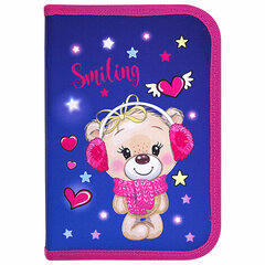 Пенал BRAUBERG, 1 отделение, 2 откидные планки, полиэстер, 21&times;14 см, &laquo;Smiling bear&raquo;, 271515