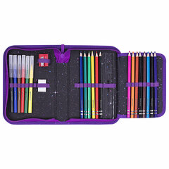 Пенал BRAUBERG с наполнением, 1 отделение, 1 откидная планка, 24 предмета, 21&times;14 см, &laquo;Neon cat&raquo;, 271523