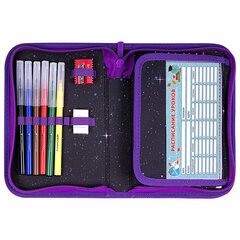 Пенал BRAUBERG с наполнением, 1 отделение, 1 откидная планка, 24 предмета, 21&times;14 см, &laquo;Neon cat&raquo;, 271523