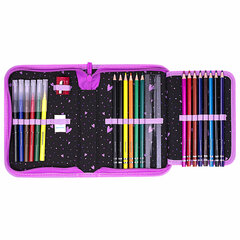 Пенал BRAUBERG с наполнением, 1 отделение, 1 откидная планка, 24 предмета, 21&times;14 см, &laquo;Flower butterfly&raquo;, 271524