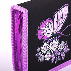 Пенал BRAUBERG с наполнением, 1 отделение, 1 откидная планка, 24 предмета, 21&times;14 см, &laquo;Flower butterfly&raquo;, 271524