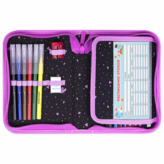 Пенал BRAUBERG с наполнением, 1 отделение, 1 откидная планка, 24 предмета, 21&times;14 см, &laquo;Flower butterfly&raquo;, 271524