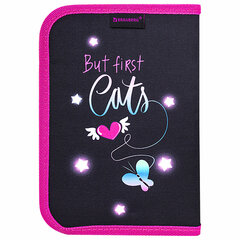 Пенал BRAUBERG с наполнением, 1 отделение, 1 откидная планка, 24 предмета, 21&times;14 см, &laquo;Cats first&raquo;, 271525