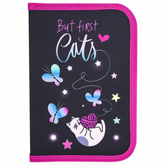 Пенал BRAUBERG с наполнением, 1 отделение, 1 откидная планка, 24 предмета, 21&times;14 см, &laquo;Cats first&raquo;, 271525