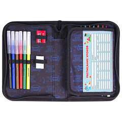 Пенал BRAUBERG с наполнением, 1 отделение, 1 откидная планка, 24 предмета, 21&times;14 см, &laquo;Sport car&raquo;, 271527