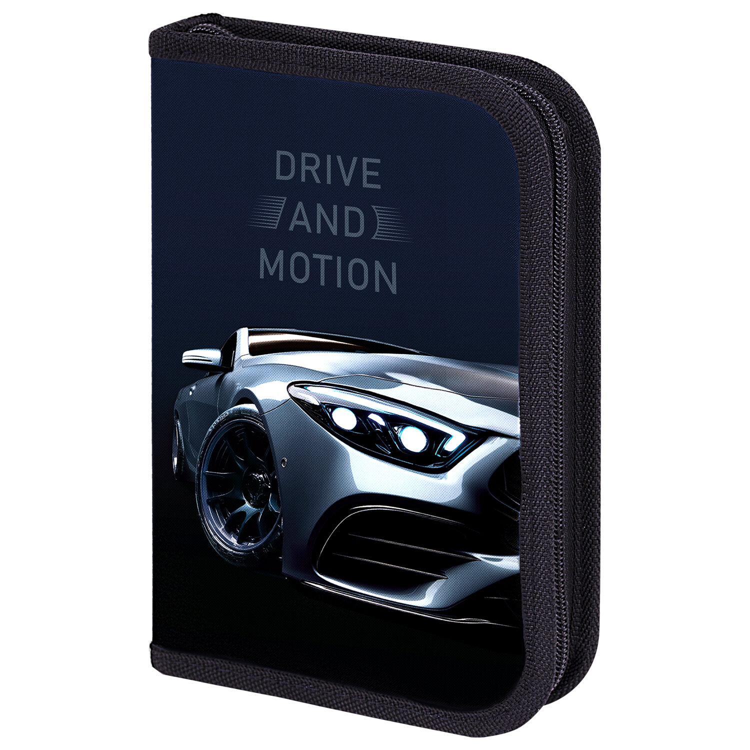 Пенал BRAUBERG с наполнением, 1 отделение, 1 откидная планка, 24 предмета, 21х14 см, "Sport car", 271527