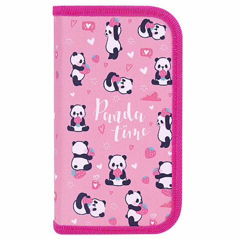 Пенал ЮНЛАНДИЯ, 2 отделения, полиэстер, 19х11 см, "Pandamania", 271540