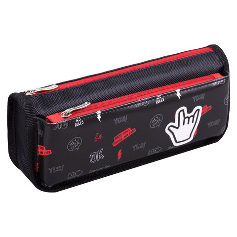 Пенал мягкий BRAUBERG, 2 отделения, полиэстер, "Cool vibes", черный, 21х9х6 см, 271573 - фото 7