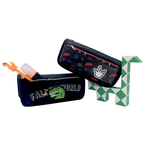 Пенал мягкий BRAUBERG, 2 отделения, полиэстер, "Cool vibes", черный, 21х9х6 см, 271573 - фото 8