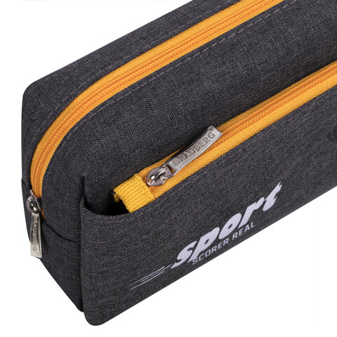 Пенал мягкий BRAUBERG, 2 отделения, полиэстер, "Sport scorer", серый, 20х9х6 см, 271575 - фото 5