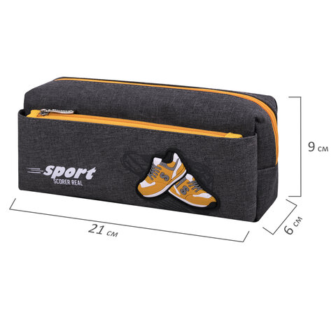 Пенал мягкий BRAUBERG, 2 отделения, полиэстер, "Sport scorer", серый, 20х9х6 см, 271575 - фото 6