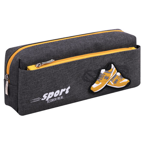 Пенал мягкий BRAUBERG, 2 отделения, полиэстер, "Sport scorer", серый, 20х9х6 см, 271575 - фото 4