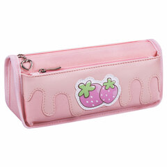 Пенал мягкий ЮНЛАНДИЯ, 2 отделения, полиэстер, &laquo;Strawberry shortcake&raquo;, розовый, 21&times;9&times;6 см, 271577