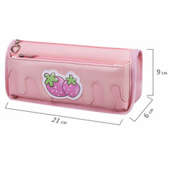Пенал мягкий ЮНЛАНДИЯ, 2 отделения, полиэстер, &laquo;Strawberry shortcake&raquo;, розовый, 21&times;9&times;6 см, 271577