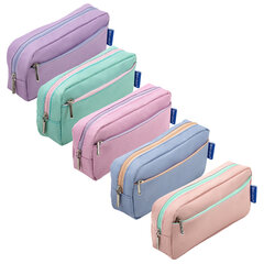 Пенал мягкий BRAUBERG, 2 отделения, ассорти 5 цветов, &laquo;Pastel&raquo;, 21&times;9,5&times;5 см, дисплей, 271579