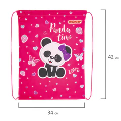 Мешок для обуви ПИФАГОР, 1 отделение, 42&times;34 см, &laquo;Panda time&raquo;, 271601
