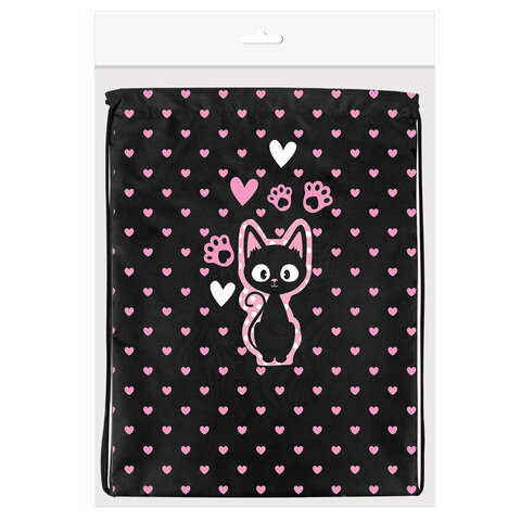 Мешок для обуви BRAUBERG KIDS, с петлей, 42х34 см, "Amazed cat", 271629