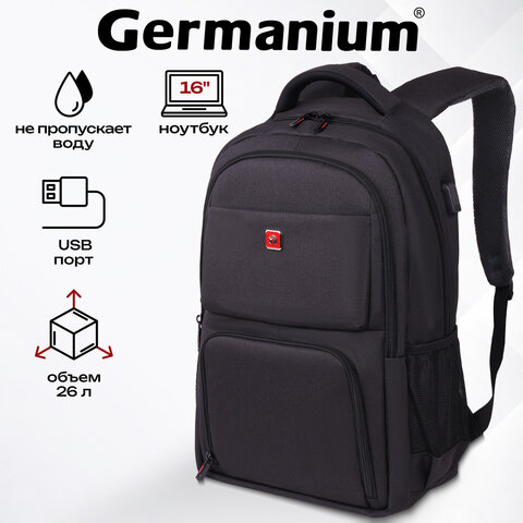 Рюкзак GERMANIUM UPGRADE универc, 2 отд., отд. для ноутбука, USB-порт, UP-4, черн, 47х31х19см,271668