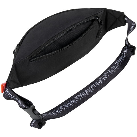 Сумка на пояс BRAUBERG RIO, два отделения, регулируемый ремень, черная с белым, 38х12х8 см, 271692