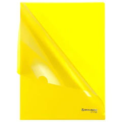 Папка-уголок жесткая А4, желтая, 0,15 мм, BRAUBERG EXTRA, 271705