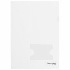 Изображение товара Папка-уголок с карманом для визитки А4, прозрачная, 0,18 мм, BRAUBERG EXTRA, 271706