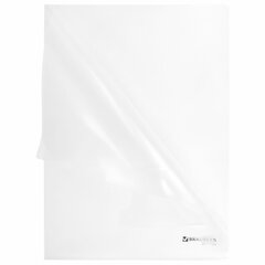 Папка-уголок с карманом для визитки А4, прозрачная, 0,18 мм, BRAUBERG EXTRA, 271706