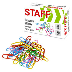 Изображение товара Скрепки STAFF 28 мм, цветные, 70 штук, 271708