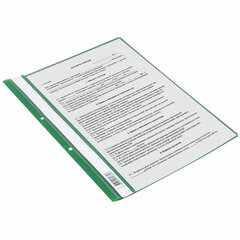 Скоросшиватель пластиковый с перфорацией STAFF, А4, 100/<wbr/>120 мкм, зеленый, 271717