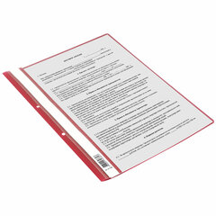 Скоросшиватель пластиковый с перфорацией STAFF, А4, 100/<wbr/>120 мкм, красный, 271718