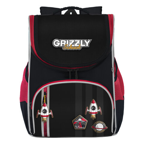 Ранец GRIZZLY анатомическая спинка, с мешком для обуви, для мальчиков, "ASTRONAUT", 33х25х13 см, RAm-385-6/1