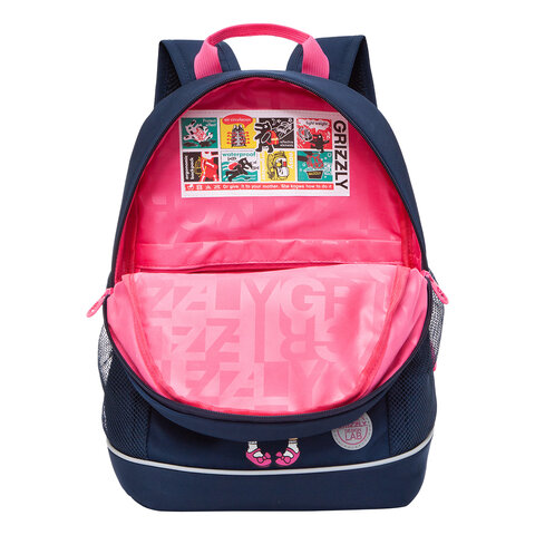 Рюкзак GRIZZLY школьный, жесткая спинка, 2 отделения, для девочек, "CUTE GIRL", 38х28х18 см, RG-363-9/1