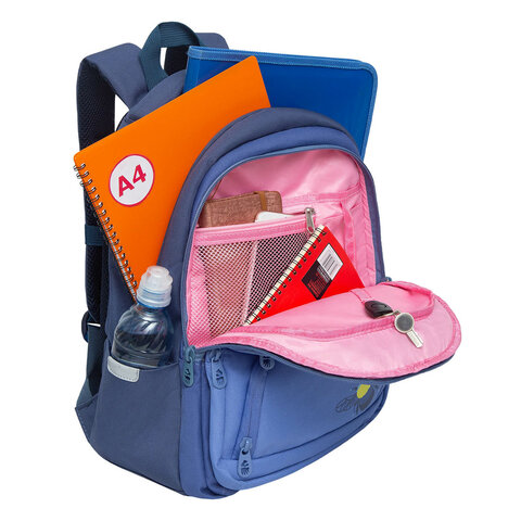 Рюкзак GRIZZLY школьный, анатомическая спинка, 2 отделения, для девушек, "FLY", 39х30х20 см, RG-262-1/3