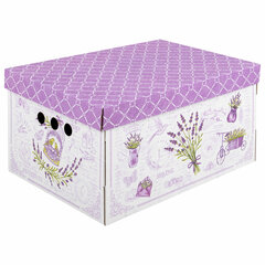 Короб для хранения из плотного микрогофрокартона 330&times;250&times;185 мм, КОМПЛЕКТ 4 шт., BRAUBERG HOME &laquo;Лаванда&raquo;, 271813