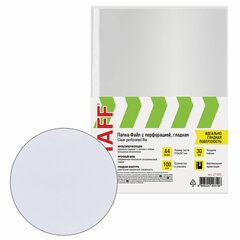 Папки-файлы перфорированные, А4, STAFF &laquo;ЭКОНОМ&raquo;, КОМПЛЕКТ 100 шт., гладкие, 30 мкм, 271825