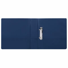 Папка на 2 кольцах, ПРОЧНАЯ, картон/<wbr/>ПВХ, BRAUBERG &laquo;Office&raquo;, СИНЯЯ, 75 мм, до 500 листов, 271845