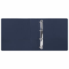 Папка ПАНОРАМА на 4 кольцах, ПРОЧНАЯ, картон/<wbr/>ПВХ, BRAUBERG &laquo;Office&raquo;, СИНЯЯ, 65 мм, до 400 листов, 271851