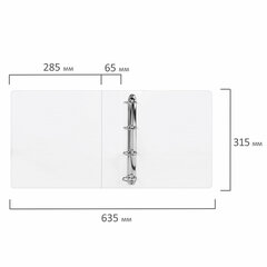 Папка ПАНОРАМА на 4 кольцах, ПРОЧНАЯ, картон/<wbr/>ПВХ, BRAUBERG &laquo;Office&raquo;, БЕЛАЯ, 65 мм, до 400 листов, 271852