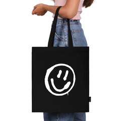 Сумка шоппер BRAUBERG, канвас, 40&times;35 см, черный, &laquo;Smiley&raquo;, 271900