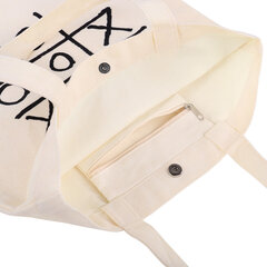 Сумка шоппер BRAUBERG PREMIUM, канвас, 40&times;35 см, на кнопке, карман, бежевый, &laquo;Tic-tac-toe&raquo;, 271902