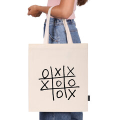 Сумка шоппер BRAUBERG PREMIUM, канвас, 40&times;35 см, на кнопке, карман, бежевый, &laquo;Tic-tac-toe&raquo;, 271902